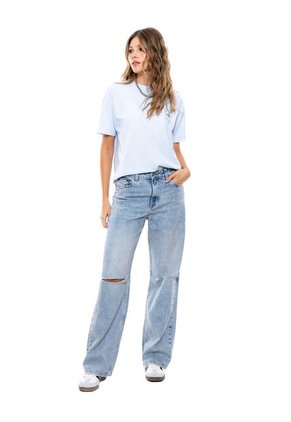 Camiseta Oversized Con Estampado En Frente Color Blue