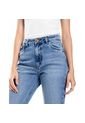 High Waist Straight Jeans Tono Medio Con Bota Desflecada Color Blue de Color Blue
