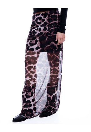 Falda Larga En Malla Animal Print Color Blue