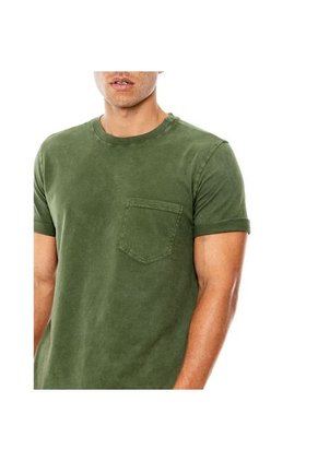 Camiseta Cuello Redondo Teñido Old Wash Con Bolsillo Y Mangas Dobladas Color Blue