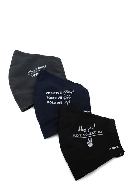 Tapabocas X3 Azul-Negro-Gris COLORE