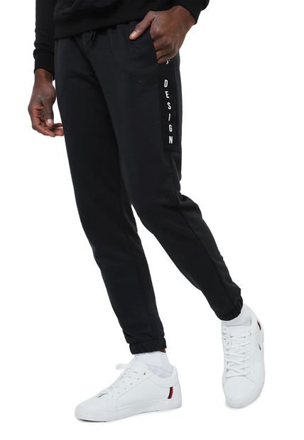 Pantalón Sudadera Negro-Blanco COLORE