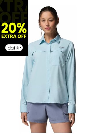Camisa Mujer Columbia Pfg Castback Wove Ls Azul Columbia Columbia