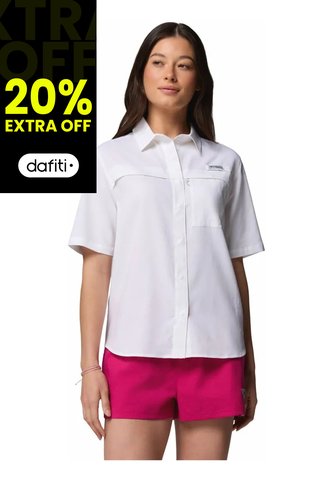 Camisa Mujer Columbia Pfg Castback Wove Sl Blanco Columbia Columbia
