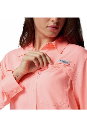 Camisa Mujer Columbia PFG CASTBACK WOVE LS Rosa Columbia