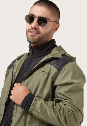 Chaqueta Rompevientos Verde Oliva-Negro Columbia Flashback