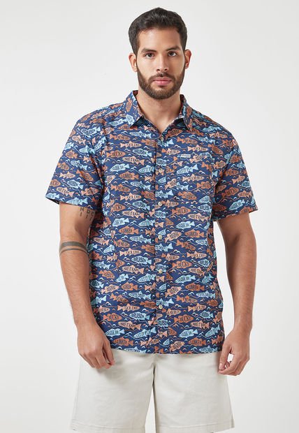Camisa Azul-Celeste-Naranja Columbia Super Slack Tide