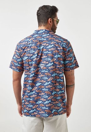 Camisa Azul-Celeste-Naranja Columbia Super Slack Tide