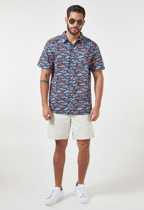 Camisa Azul-Celeste-Naranja Columbia Super Slack Tide