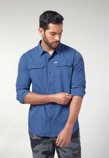 Camisa Azul Columbia Silver Ridge 2.0 Long