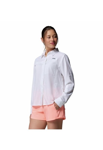 Camisa Mujer Columbia PFG CASTBACK WOVE LS Blanco2 Columbia