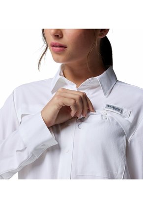 Camisa Mujer Columbia PFG CASTBACK WOVE LS Blanco2 Columbia