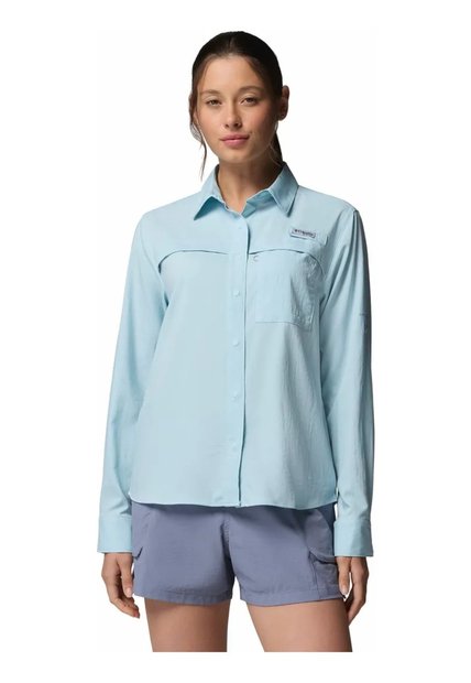 Camisa Mujer Columbia Pfg Castback Wove Ls Azul Columbia