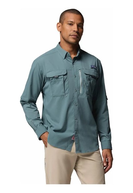 Camisa Hombre Columbia Bahama Elite Ls Gris Columbia