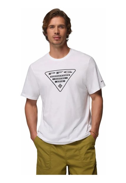 Camiseta Hombre Columbia Pfg Shield Ss Blanco Columbia