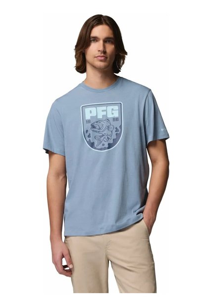 Camiseta Hombre Columbia Pfg Shield Ss Azul Columbia