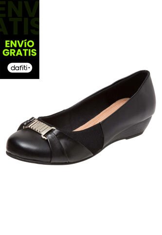 Zapatos De Cuña Deedee Para Mujer Negro Comfort Plus 190447 Comfort