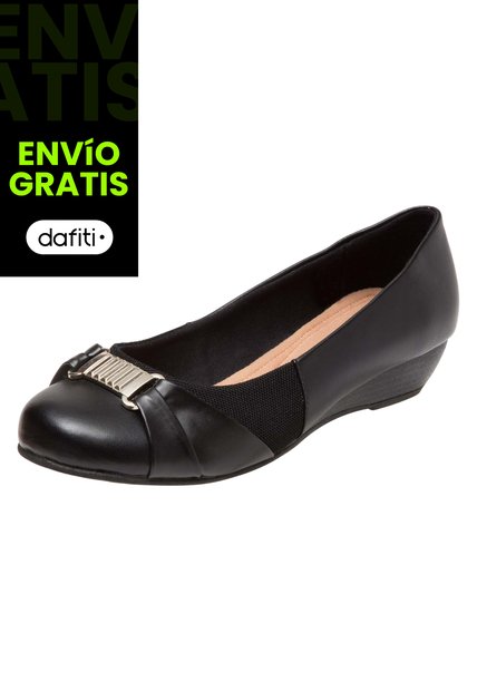 Zapatos De Cuña Deedee Para Mujer Negro Comfort Plus 190447