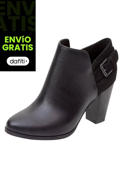 Botines Con Tacon Stacey Buckle Para Mujer Negro Comfort Plus 193207 Payless