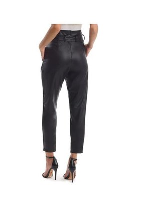 Faux Leather Paperbag Pants Negro