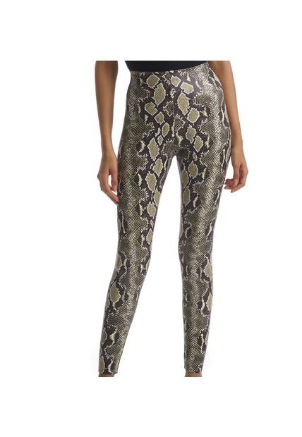 Faux Leather Animal Legging Olive Snake