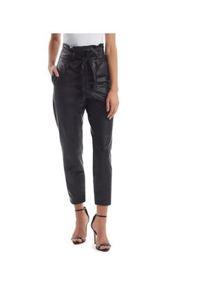 Faux Leather Paperbag Pants Negro