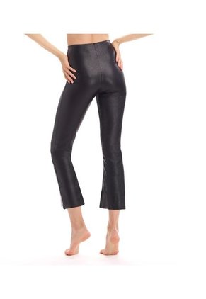 Faux Leather Crop Flare Legging Negro