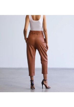 Faux Leather Paperbag Pants Cocoa