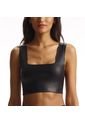 Faux Leather Crop Top Negro de Commando