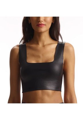 Faux Leather Crop Top Negro