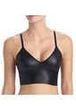 Faux Leather Longline Bralette Negro de Commando