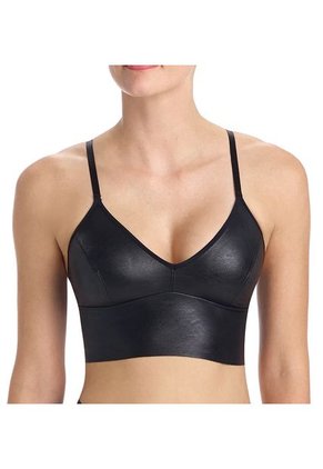 Faux Leather Longline Bralette Negro
