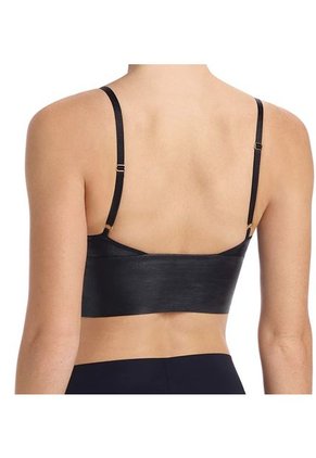 Faux Leather Longline Bralette Negro