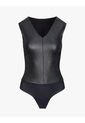 Body Faux Leather Deep-V Commando Op de Commando