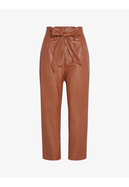 Pantalón Paperbag De Piel Sintética Cocoa Commando Op