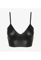 Faux Leather Longline Bralette Negro de Commando