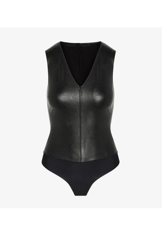 Faux Leather V-Neck Bodysuit Commando