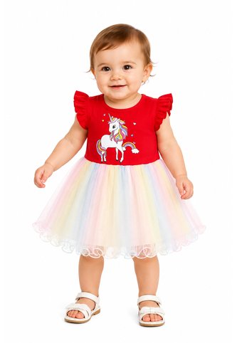 Vestido De Verano Dibujos Animados Y Mangas Voladoras Para Niñas Unicornio Comprastao