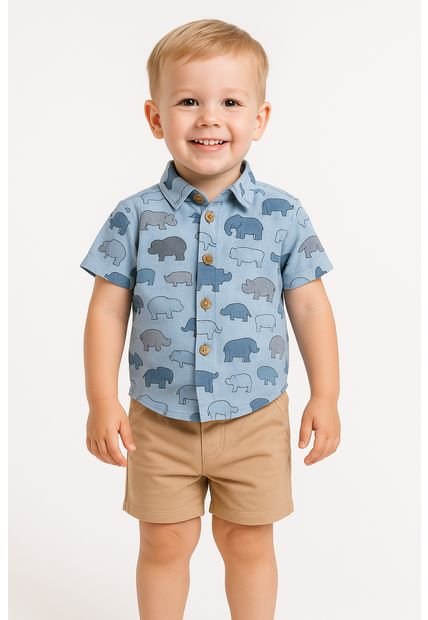 Niños Conjuntos Ropa Vestir Pantalones Cortos Y Camisa