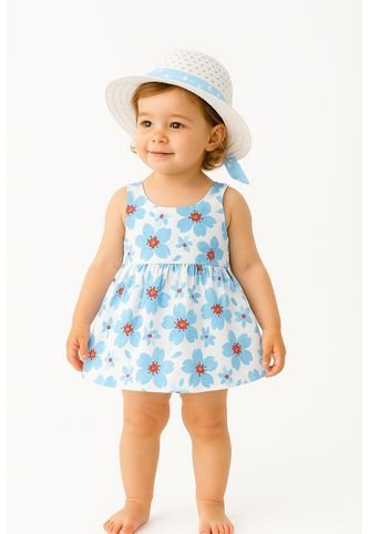 Vestido Niña Con Diseño Floral + Pava – Muy Chic Comprastao