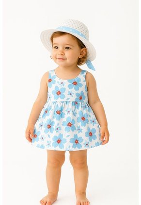 Vestido Niña Con Diseño Floral + Pava – Muy Chic
