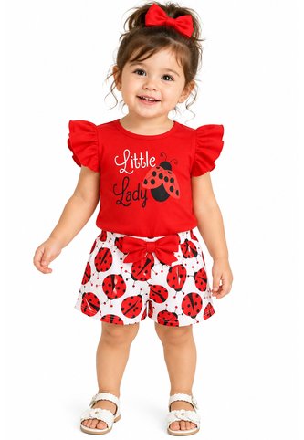 Adorable Traje De Mariquita De Verano, Conjunto De 2 Uds Para Niñas, Camiseta Sin Mangas + Pantalones Comprastao