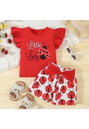 Adorable Traje De Mariquita De Verano, Conjunto De 2 Uds Para Niñas, Camiseta Sin Mangas + Pantalones