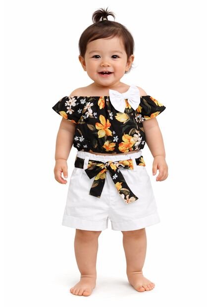 Niñas Conjuntos Cortos Cinturon