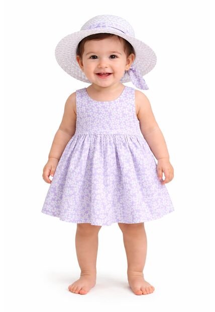 Vestido Casual Niña Con Sombrero – Tierno Y Cómodo
