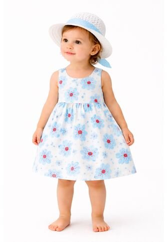 Vestido Niña Con Diseño Floral + Pava – Muy Chic Comprastao