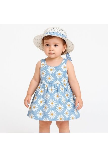Conjunto Niña Verano – Vestido + Sombrero Lindo Diseño