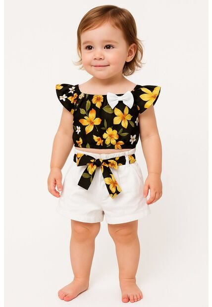 Niñas Conjuntos Cortos Cinturon