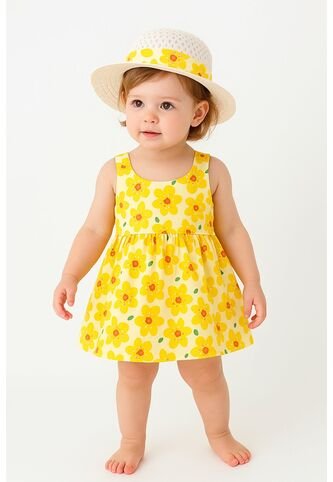 Vestido Infantil Estampado Con Pava  Verano Gratis Sombrero Comprastao