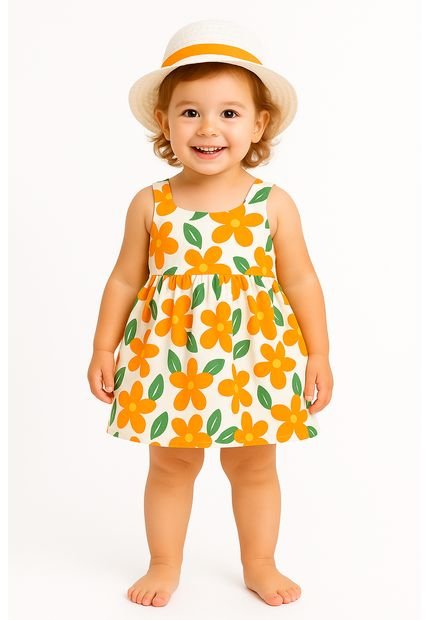 Vestido Infantil Con Sombrero – Diseño Colorido Y Fresco